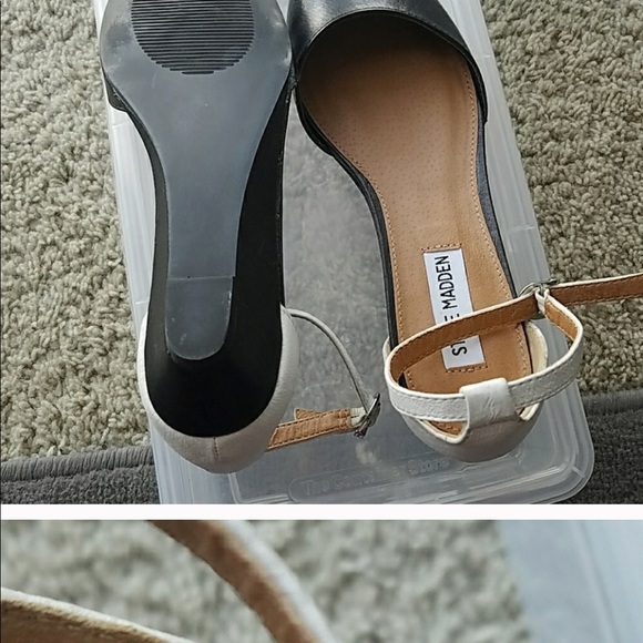 Steve Madden B&W Ankle Strap Flats w/ Wedge - Picture 3 of 3